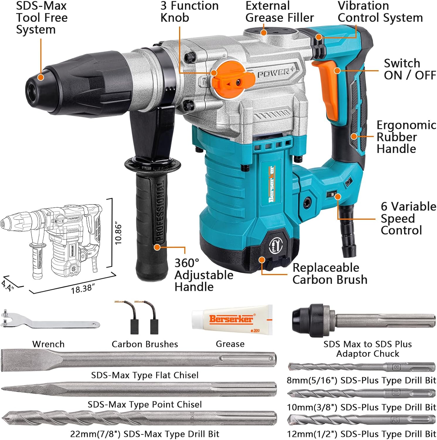 SDS-Max Rotary Hammer Drill 13 - Hammer Drill Sds ulasan dan harga